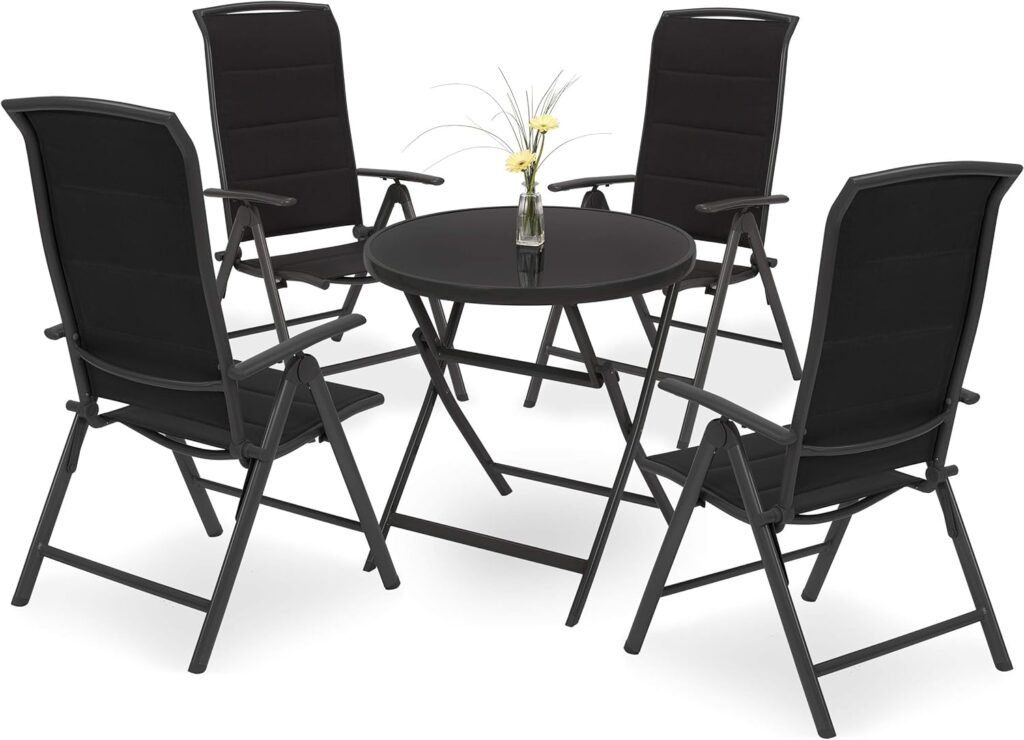 Salon de jardin BRUBAKER Milano – Table ronde et chaises pliantes